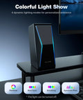Dope Hi Fi PC Speakers With Bluetooth 5.0 And 3.5mm AUX Input, 14W RMS Desktop Speaker System with RGB Lighting on desk