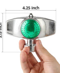 Heavy Duty Metal Lawn Sprinkler Head For Hose Gentle Water Flow With Adjustable Spray Covers Up To 30 Feet Rust Resistant Alloy Build No Fuss Yard Sprinkler For Small Yards And Gardens held in hand, showing dimensions.