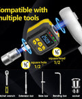 Pro Grade Digital Torque Adapter Set With 1/2 Inch Drive And 1/4 And 3/8 Socket Adapters, ISO 6789 Certified Plus/Minus 2 Percent Accuracy, 12 to 250 ft-lb/17 to 340 Nm, High Visibility Color Display With Audible Alerts And Overtightening Protection on 1/2 in adapters