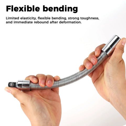 Three Piece Flexible Shaft Socket Extension Set For Impact Wrench With 1/4 Inch 3/8 Inch And 1/2 Inch Drives Bendable High Torque Chrome Vanadium Extensions For Auto Repair Tight Spots Easy Access And Heavy Duty Performance flexible chrome vanadium shaft bent by hand