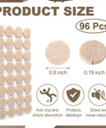 Beige 0.8-inch self-adhesive wool felt chair-leg pads, 96 pcs (3 sheets) for hardwood floor protection