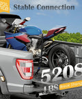 Heavy Duty Ratchet Straps 1.5 Inch By 15 Feet Locking S Hooks 5208 Lbs Break Strength securing motorcycle in truck bed.