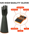 Boss Level Heavy Duty Black Rubber Work Gloves Featuring Advanced Anti Slip Wrinkled Grip Premium Industrial Safety Gear Extra Long Twenty Two Inches with textured grip