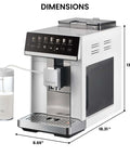 Barista-Grade All In One Espresso Machine With Built In Grinder Milk Frother And Steamer Auto Tamper Descaler Color Touch Display And One Touch Drinks Like Espresso Cappuccino Latte Macchiato Americano For Home Or Office White