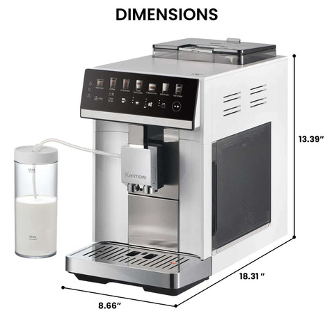 Barista-Grade All In One Espresso Machine With Built In Grinder Milk Frother And Steamer Auto Tamper Descaler Color Touch Display And One Touch Drinks Like Espresso Cappuccino Latte Macchiato Americano For Home Or Office White