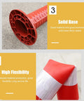 3 Pack Fixed Heavy Duty PVC Parking Bollards With Expansion Bolts Flexible Traffic Delineator Posts With High Vis Reflective Tape for crowd control, showing solid base and flexibility.