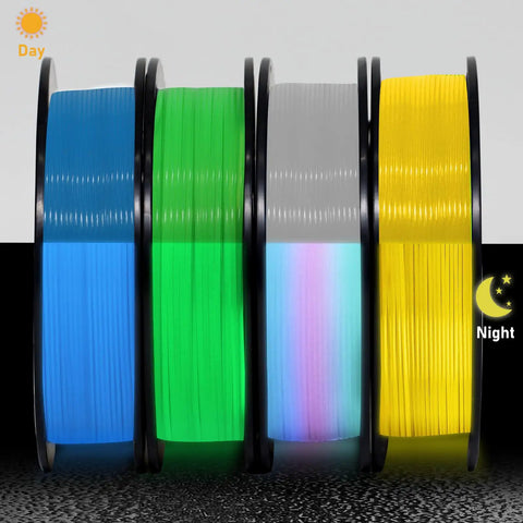 Hella Bright Glow In The Dark 3D Printer Filament Bundle 1.75 Mm Rainbow Green Blue Yellow PLA Spool 250Gx4 Pack Solid Choice For Weekend Warriors And Makers