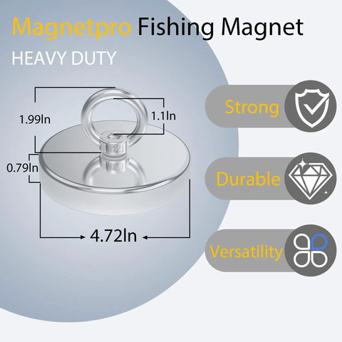 Beefy Fishing Magnet With Eyebolt Delivers Over 1700 Lb Pulling Power 4.72 Inch Neodymium Rare Earth Magnet For Magnetic Fishing In River Treasure Retrieval Hunting And Lost Gear Recovery