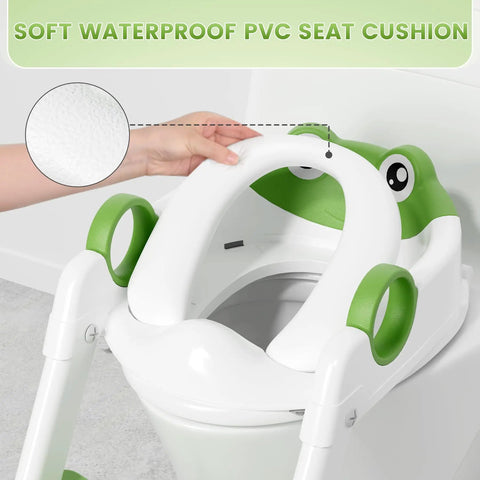 Chill No Fuss Toddler Potty Training Seat Doubles As Adjustable Step Stool Two In One Bathroom Helper With Cozy Waterproof Cushion And Rock Solid Non Slip Base For Stress Free Big Kid Swaps