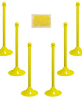 Yellow Plastic Stanchion Kit With 50 Feet Of 2 Inch Chain C Hooks Six Pack Crowd Control Poles For Indoor Outdoor Events Easy Setup