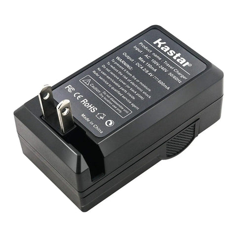 BP-511 BP-511A Lithium Ion Battery With AC Wall Charger for Canon ZR Camcorders EOS Rebels, rear view showing plug and label