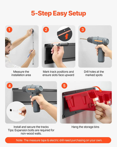 5-step setup guide for Kick Some Clutter To The Curb With This Rock Solid Set Of Twelve Wall Mounted Plastic Storage Bins.