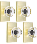 Octagon Glass Crystal Dummy Door Knob Satin Brass Non Turning Gold For Closet And Hall 4 Pack