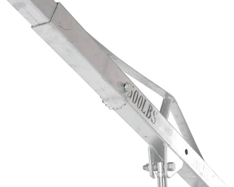 Professional Grade Heavy Duty Winch Operated Truck Jib Crane Built Solid Galvanized Steel Finish For Shop Floors, close-up of lifting arm.