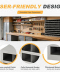 Garage with tools and Beefy Cold Rolled Steel 72 Opening Pigeon Hole Bin For Garage Storage, Powder Coated Gray Bolt Bins And Parts Organizer
