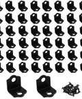Built Tough As Nails 50 Pack Heavy Duty 90 Degree Corner Braces 0.75 Inch L Bracket Metal Furniture Connectors For Wood Cabinets Beds Drawers With Screws Ready Fast, showing black metal brackets arranged neatly.