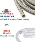 Fridge Ready Universal Refrigerator Water Hose 30 Foot With One Quarter Inch Connections For Any Icemaker And All Fridge Brands, Durable Ice And Water Supply Line For Home Or Commercial Use compared to plastic hoses.