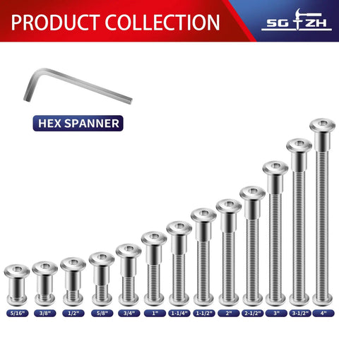 1/4 20 X 1/2 Flat Head Hex Socket Cap Screw And Bolt Pack With Hex Wrench Solid 304 Stainless Steel Hardware collection with hex spanner.