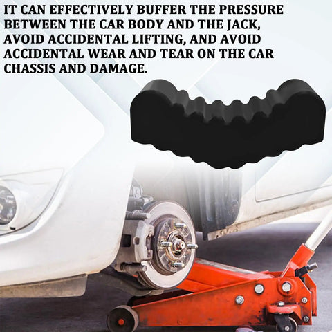 2 Pack Rubber Jack Stand Pads Anti Slip Slotted Floor Jack Pad Adapter With Cushion And Protection under white sedan with wheel removed