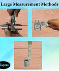 Non Digital Vernier Caliper For Pros For Precision Metric And Imperial Measuring, measuring metal cylinder with caliper.