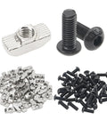 40 Series Aluminum T Slot Nuts And M6x16 Screws Kit For European 4040 Profile, Heavy Duty Carbon Steel T Nuts, Nickel Plated, Bolt Right Up.