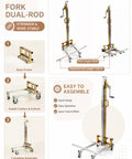 Handy Portable Mobile Lifting Stacker With Winch Tool For Cabinet Installation And Heavy Load Support Up To 176Lbs displayed with dual-rod fork length of 100CM.