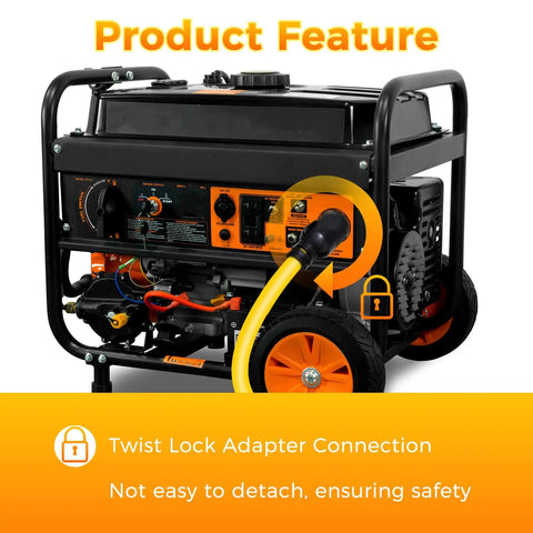 Generator using L14-30P To 6-50R Twist-Lock Plug Adapter For Welder And Generator Power Cord, locked twist-lock for safety