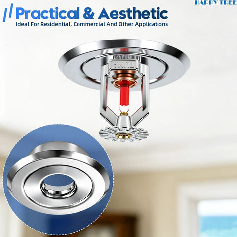 Slick Chrome Six Pack Fire Sprinkler Trim Rings For Ceilings Built Tough Two Piece Rosette Covers with Red Indicator.