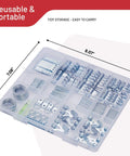 303 Piece Picture Hanging Kit With Heavy Duty Hooks And Organized Compartments For Wall Mounting and Shelf Bracing shown in storage tray.