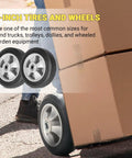 Solid Run Flat Replacement Tire 8 Inch By 2 Inch With Five Eighth Inch Axle And 2 Inch Offset Hub For Hand Trucks Wheelbarrows Dollies And Trolleys Heavy Duty 176 Lb Load Puncture Resistant Flat Free Polyurethane Wheel on hand truck with boxes