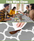 Elastic Flannel Backed Vinyl Table Cover For 6 Foot Tables Waterproof Wipeable Indoor Outdoor Rectangle Picnic Tablecloth