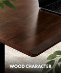 Get The Legit Badass Solid Wood Executive Standing Desk Featuring Sculpted Fluted H Frame Adjustable Height Mid Century Office Table In Rich Walnut For Your Setup showing walnut tabletop with laptop.