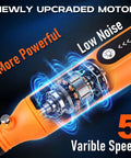 Mini Cordless Rotary Tool Kit Pen Shaped And Rechargeable With Five Adjustable Speeds Type C Fast Charge motor showing five variable speeds and low noise.