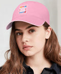 Woman wearing Lightweight Pink Dope Baseball Cap For Men With Breathable Six Panel Design, Low Profile Fit