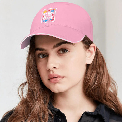 Woman wearing Lightweight Pink Dope Baseball Cap For Men With Breathable Six Panel Design, Low Profile Fit