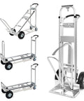 Convertible Hand Truck 3 In 1 Dolly With Extendable Loop Beveled Nose Plate And Ergonomic Handle Heavy Duty Aluminum Frame 750 Lb Capacity
