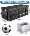 Heavy Duty Trunk Organizer With Waterproof 1680D Oxford Fabric Collapsible Storage System With Foldable Cover Reflective Strip Four Mesh Pockets