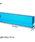 High Quality 6 Inch Guitar Fret Leveling Sanding Beam Featuring Killer 320 Grit Diamond Surface For No Sweat String On Maintenance And Top Shelf Luthier Setup, blue with precise measurements.