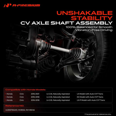 Front Left CV Axle Shaft Assembly for Honda Civic 2016 2021 LX EX LX P 2 0L Non Turbo CVT Automatic Drive Side close-up view