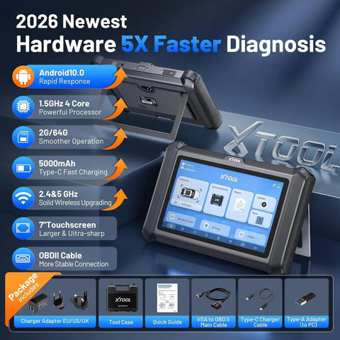 Do It All D7S OBD2 Scanner With Bidirectional Diagnostics And AI Assist, ECU Coding, 2026 Upgrade, displayed with features.