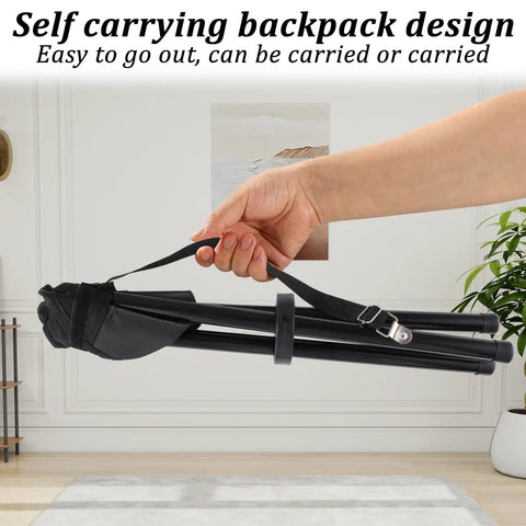 2 Pack Portable Folding Camping Stool With Built In Shoulder Straps For Easy Carry Lightweight Tripod Chair carried by hand
