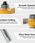 Pro Level Rabbet Router Bit With A Beefy One Half Inch Shank And Six Quick Swap Bearings showcasing smooth operation and alloy steel handle.