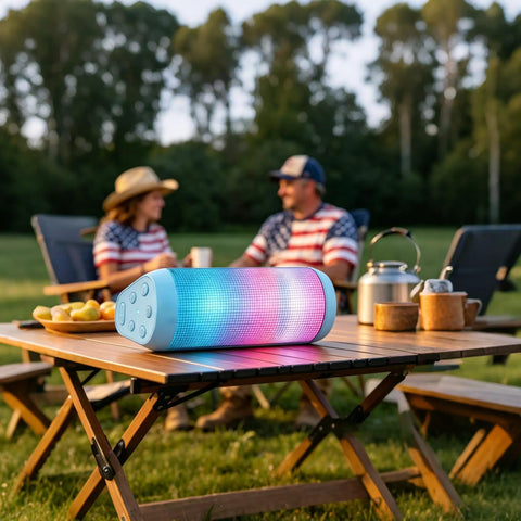Powerful Portable Wireless Bluetooth Speaker With Stereo Sound LED Lights And Long 36 Hour Battery Life IPX4 Waterproof BT53 TWS Pairing