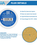 SRA label with details of Rosin Paste Solder Flux For Electronics No Clean Formula Lead And Lead Free Solder On Circuit Boards.