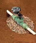 Battery Powered Outdoor Sprinkler Timer For Yard With Four Valve Control, 1 Inch FPT Jar Top Valve installed in soil