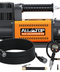 Heavy Duty 12V Portable Air Compressor With Digital Pressure Gauge Tire Inflator Kit, showing compressor, hose, and gauge.