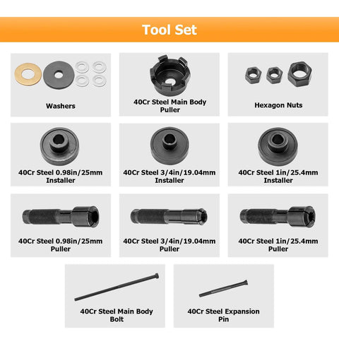 Wheel Bearing Puller Tool Kit For Motorcycles 0.75 Inch 1.0 Inch And 25mm Bearings ABS Or Non ABS Fits 2000 Through 2025 Models
