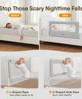 Infographic showing 47 Inch Toddler Bed Rail Foldable Baby Guard Built For Safer Sleep And Calm Nights Snug No Gap Mattress Fit
