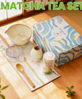 7 Piece Matcha Kit For Beginners With Ceramic Bowl Bamboo Whisk Ceramic Holder Sifter Chashaku Scoop Bamboo Spoon And Tea Towel