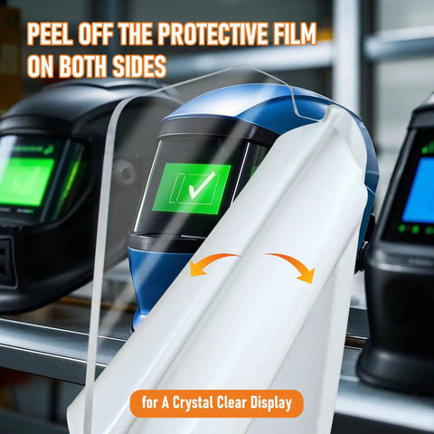 Peeling protective film from Five Pack OEM Grade Front Cover Lens for Digital Infinity Series Welding Helmet